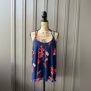 Papermoon Navy Camisole with Red Floral Print XXL